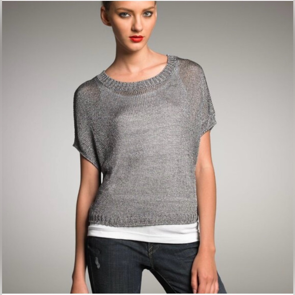 NWOT! VINCE women’s metallic mesh top